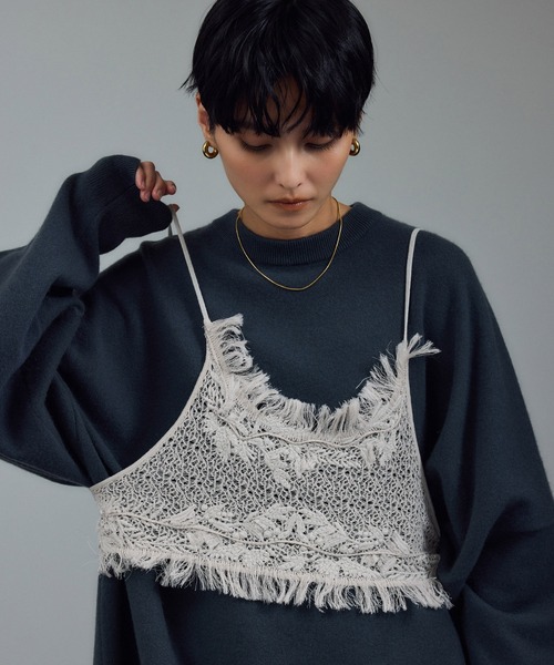 「ADAM ET ROPE'」 キャミソール FREE ブラック レディース ADAM ET ROPE' 「ADAM ROPE'」 キャミソールワンピース FREE