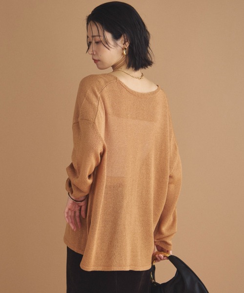 Doux archives(ドゥアルシーヴ)の「ペーパーヤーン深Vニット(ニット/セーター・レディース・キャメル/アイボリー/チャコールグレー・FREE)」の20枚目の写真