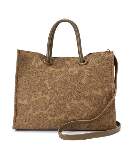 FREE'S MART(フリーズマート)の「エンボスペイズリーバッグ(トートバッグ・レディース・ブラック/カーキ/ホワイト/ブラウン/ピンク・フリ-)」の3枚目の写真