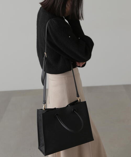 FREE'S MART（フリーズマート）の「エンボスペイズリーバッグ（トートバッグ・レディース・ブラック/カーキ/ホワイト/ブラウン/ピンク・ﾌﾘ-）」の14枚目の写真