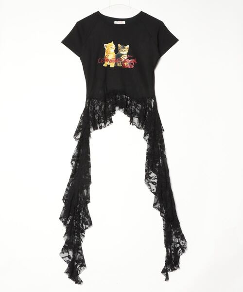 Vini（ヴィニ）の「【Vini】キャット レース  ティー（Tシャツ/カットソー・レディース・ブラック/ホワイト・MEDIUM）」の4枚目の写真