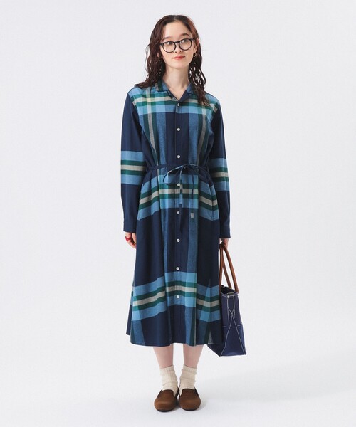 BEAMS BOY（ビームスボーイ）の「ビッグ タータン ワンピース（ワンピース・レディース・ダークグリーン/ネイビー/オレンジ・1/2）」の20枚目の写真