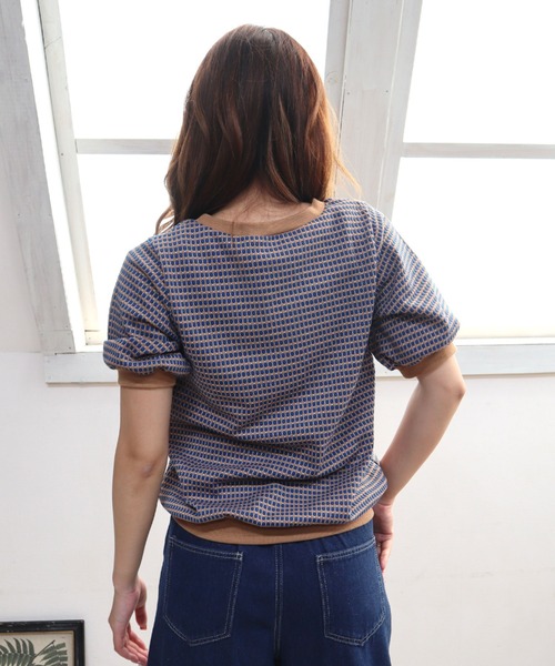 CECIL McBEE（セシルマクビー）の「ハニカム柄ジャガードトップス（Tシャツ/カットソー・レディース・ブラック/グリーン/ブルー・MEDIUM/LARGE）」の7枚目の写真