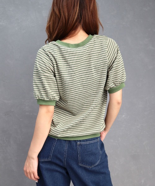 CECIL McBEE（セシルマクビー）の「ハニカム柄ジャガードトップス（Tシャツ/カットソー・レディース・ブラック/グリーン/ブルー・MEDIUM/LARGE）」の11枚目の写真