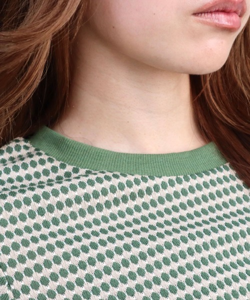 CECIL McBEE（セシルマクビー）の「ハニカム柄ジャガードトップス（Tシャツ/カットソー・レディース・ブラック/グリーン/ブルー・MEDIUM/LARGE）」の12枚目の写真