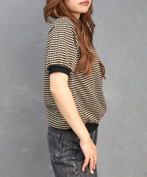 CECIL McBEE（セシルマクビー）の「ハニカム柄ジャガードトップス（Tシャツ/カットソー・レディース・ブラック/グリーン/ブルー・MEDIUM/LARGE）」の19枚目の写真