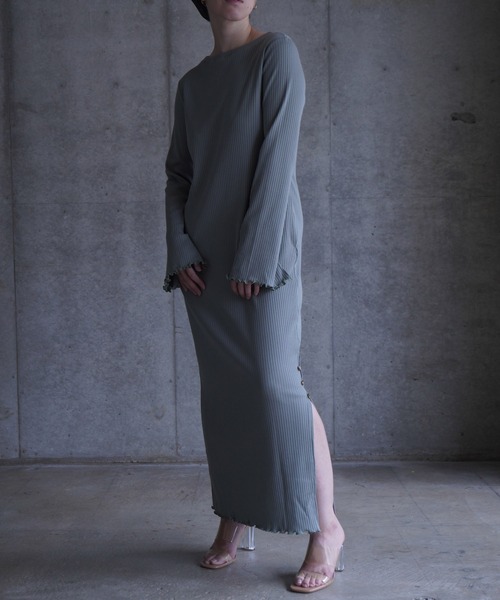 k3&co.(ケイスリーアンドコー)の「Thumbhole ribbed dress(ワンピース・レディース・ブラック/セージグリーン/レッド・ONE SIZE)」の14枚目の写真