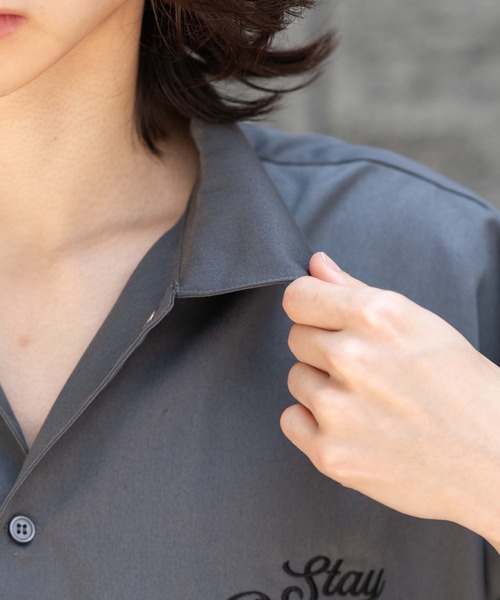 WEGO（ウィゴー）の「WEGO/刺繍ロゴツイルワークシャツ（シャツ/ブラウス・メンズ・ブラック/チャコール・MEDIUM/LARGE）」の7枚目の写真