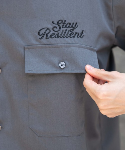 WEGO（ウィゴー）の「WEGO/刺繍ロゴツイルワークシャツ（シャツ/ブラウス・メンズ・ブラック/チャコール・MEDIUM/LARGE）」の8枚目の写真