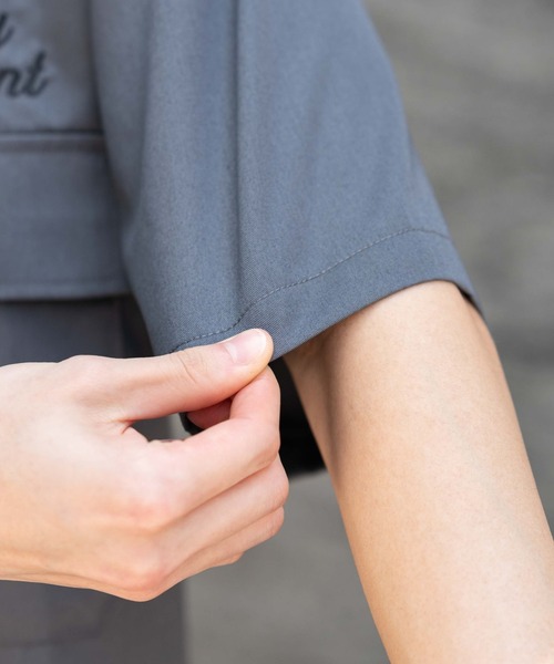 WEGO（ウィゴー）の「WEGO/刺繍ロゴツイルワークシャツ（シャツ/ブラウス・メンズ・ブラック/チャコール・MEDIUM/LARGE）」の9枚目の写真