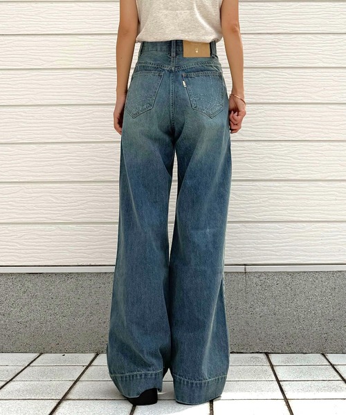 Q（キュー）の「Qgirlワイドデニム（デニムパンツ・レディース・インディゴブルー・LARGE/MEDIUM/SMALL）」の4枚目の写真