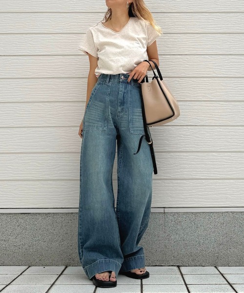 【clane】ワイドデニムパンツ(サイズ０) CLANE（クラネ）の「J/W WIDE DENIM PANTS（デニムパンツ）」 - WEAR