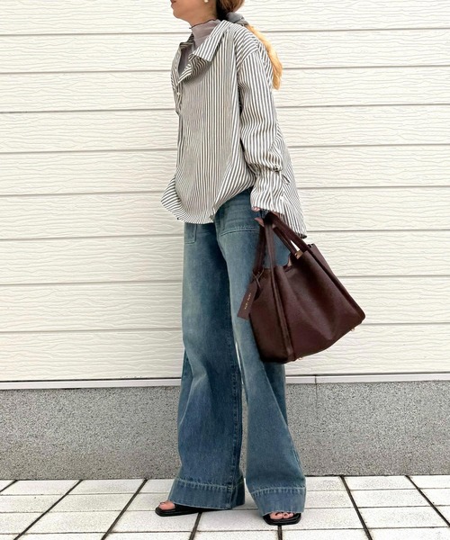 Q（キュー）の「Qgirlワイドデニム（デニムパンツ・レディース・インディゴブルー・LARGE/MEDIUM/SMALL）」の16枚目の写真