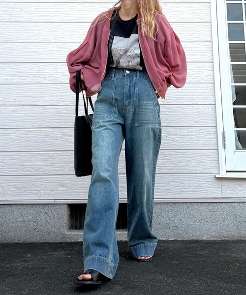 Q（キュー）の「Qgirlワイドデニム（デニムパンツ・レディース・インディゴブルー・LARGE/MEDIUM/SMALL）」の17枚目の写真