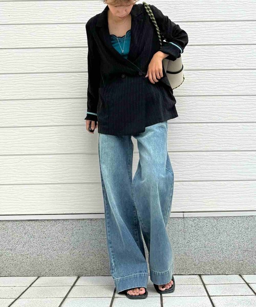 Q（キュー）の「Qgirlワイドデニム（デニムパンツ・レディース・インディゴブルー・LARGE/MEDIUM/SMALL）」の19枚目の写真