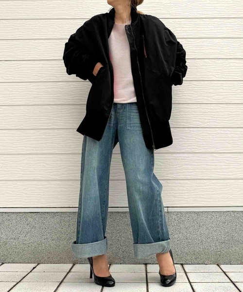 Q（キュー）の「Qgirlワイドデニム（デニムパンツ・レディース・インディゴブルー・LARGE/MEDIUM/SMALL）」の22枚目の写真