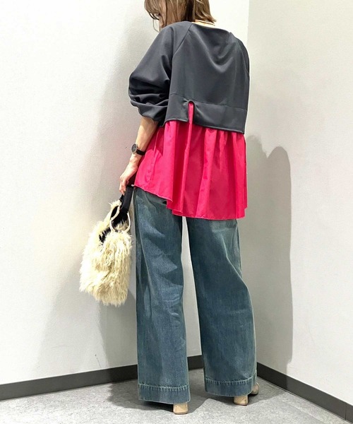 Q（キュー）の「Qgirlワイドデニム（デニムパンツ・レディース・インディゴブルー・LARGE/MEDIUM/SMALL）」の20枚目の写真