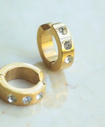 Ray BEAMS | ステンレス ストーン フープ イヤリング(イヤリング)