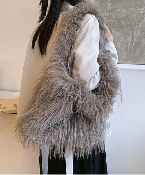 SHEPP(シープ)の「シャギーBIGトートバッグ(トートバッグ・レディース・ホワイト/ピンク/ブラック/グレー・F)」の3枚目の写真