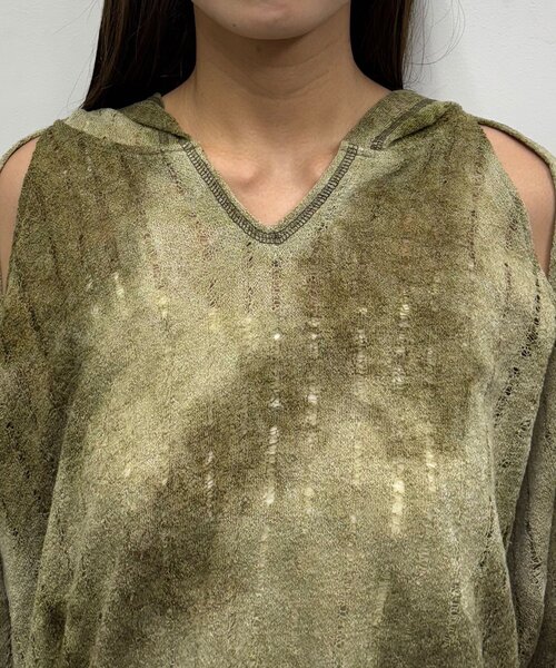 CIAOPANIC(チャオパニック)の「ショルダースリットタイダイフーディー(Tシャツ/カットソー・レディース・グリーン/イエロー/ブラウン・ONE SIZE)」の21枚目の写真