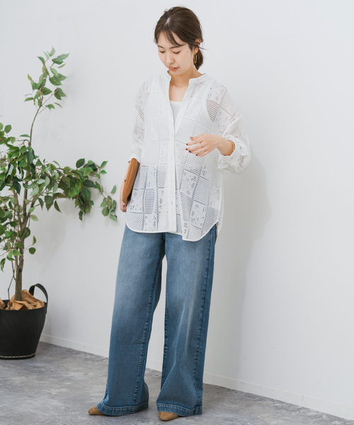 Spick & Span（スピックアンドスパン）の「《追加3》PEレースシャツ（シャツ/ブラウス・レディース・ブラック/ホワイト/ブラウン・FREE）」の7枚目の写真