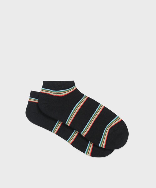 Paul Smith（ポールスミス）の「マルチボーダー ショートソックス【250641 SN】（ソックス/靴下・メンズ・ネイビー/ブラック・25-27）」の2枚目の写真