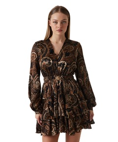 CLARISSE Deep Neck Flare Dress