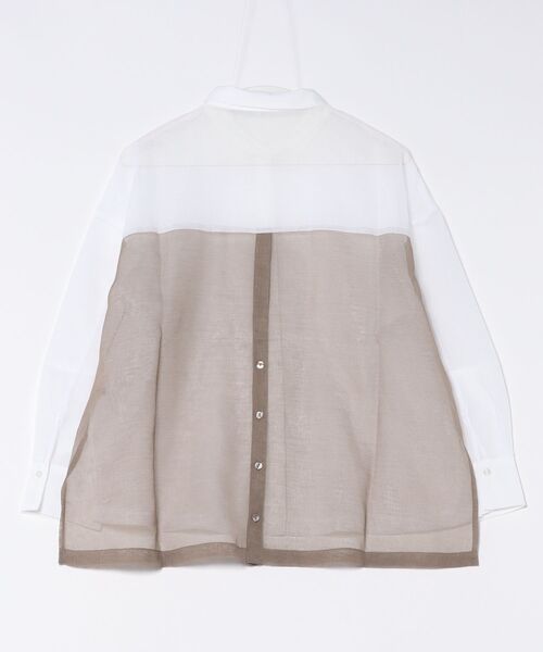 Jines（ジネス）の「シアーリネンライクシャツ（シャツ/ブラウス・レディース・ブラウン/ホワイト/チャコールグレー・38）」の22枚目の写真