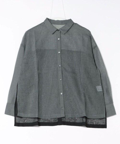 Jines（ジネス）の「シアーリネンライクシャツ（シャツ/ブラウス・レディース・ブラウン/ホワイト/チャコールグレー・38）」の19枚目の写真