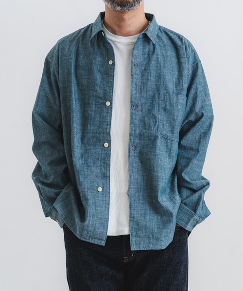 quadro(クオドロ)の「インディゴライトオンスダンガリー1ループボタンレギュラーシャツ(シャツ/ブラウス・メンズ・ネイビー・MEDIUM/LARGE)」の11枚目の写真