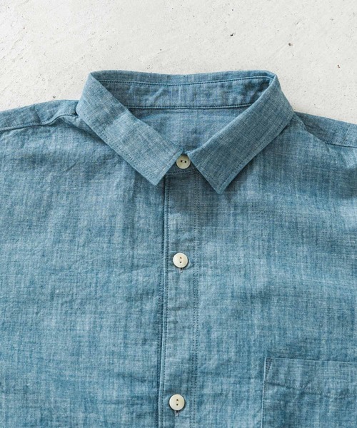 quadro(クオドロ)の「インディゴライトオンスダンガリー1ループボタンレギュラーシャツ(シャツ/ブラウス・メンズ・ネイビー・MEDIUM/LARGE)」の3枚目の写真