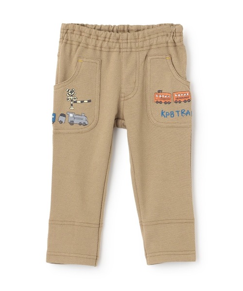 KP BOY（ケーピーボーイ）の「電車刺しゅう ニットツイルパンツ（その他パンツ・キッズ・ベージュ/ネイビー・80ｃｍ/90cm/100cm/120cm/110cm）」の2枚目の写真