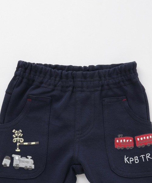 KP BOY（ケーピーボーイ）の「電車刺しゅう ニットツイルパンツ（その他パンツ・キッズ・ベージュ/ネイビー・80ｃｍ/90cm/100cm/120cm/110cm）」の4枚目の写真