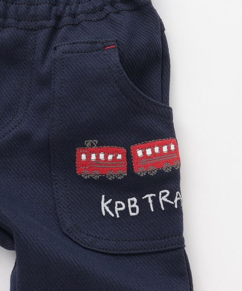KP BOY（ケーピーボーイ）の「電車刺しゅう ニットツイルパンツ（その他パンツ・キッズ・ベージュ/ネイビー・80ｃｍ/90cm/100cm/120cm/110cm）」の5枚目の写真