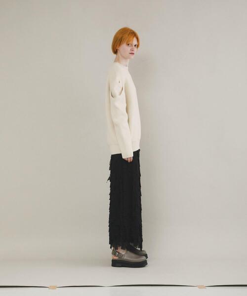 LAATO（ラート）の「tacked sleeves knit（ニット/セーター・レディース・ブラウン/ブルー/オフホワイト・FREE）」の4枚目の写真