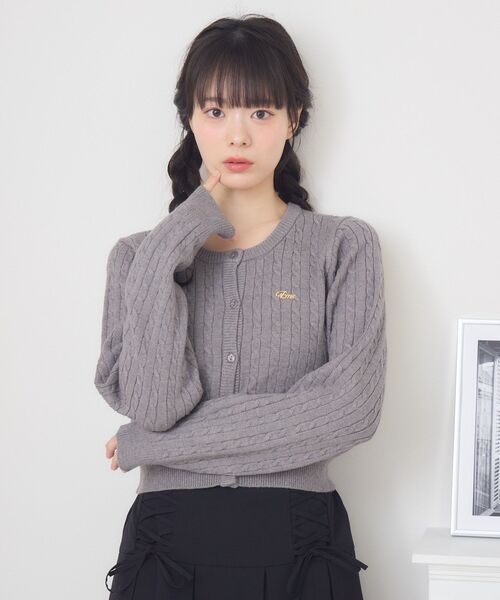 ems excite(エムズエキサイト)の「ケーブルNTカーデ(ニット/セーター・レディース・ダークグレー/レッド/キャメル/ダークブルー・FREE)」の12枚目の写真