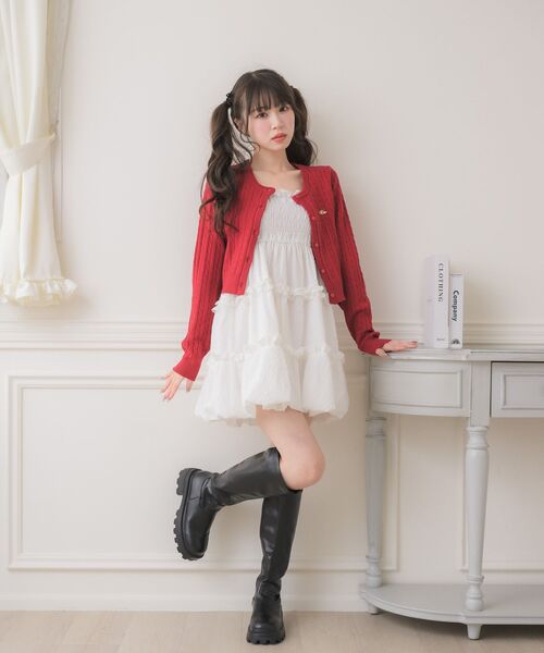 ems excite(エムズエキサイト)の「ケーブルNTカーデ(ニット/セーター・レディース・ダークグレー/レッド/キャメル/ダークブルー・FREE)」の17枚目の写真