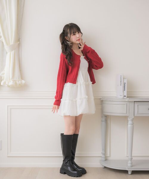 ems excite(エムズエキサイト)の「ケーブルNTカーデ(ニット/セーター・レディース・ダークグレー/レッド/キャメル/ダークブルー・FREE)」の18枚目の写真