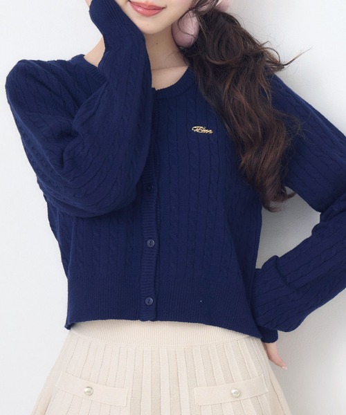 ems excite(エムズエキサイト)の「ケーブルNTカーデ(ニット/セーター・レディース・ダークグレー/レッド/キャメル/ダークブルー・FREE)」の1枚目の写真