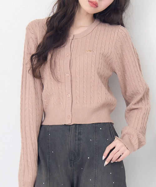 ems excite(エムズエキサイト)の「ケーブルNTカーデ(ニット/セーター・レディース・ダークグレー/レッド/キャメル/ダークブルー・FREE)」の3枚目の写真