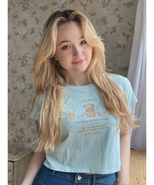 MORE self LOVE(モアセルフラブ)の「【MORE BEAR】triple bear TEE(Tシャツ/カットソー・レディース・ブラック/ホワイト/ブルー・FREE)」の1枚目の写真