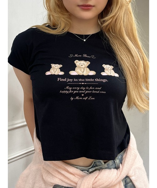 MORE self LOVE(モアセルフラブ)の「【MORE BEAR】triple bear TEE(Tシャツ/カットソー・レディース・ブラック/ホワイト/ブルー・FREE)」の3枚目の写真