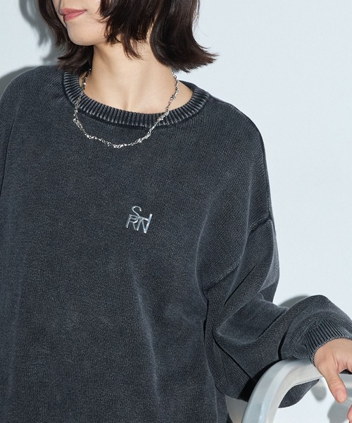 希少・美品　アクネ　アシッドウォッシュ　コットン　セーター　洗い加工　グレー 希少・美品 アクネ アシッドウォッシュ コットン セーター 洗い加工