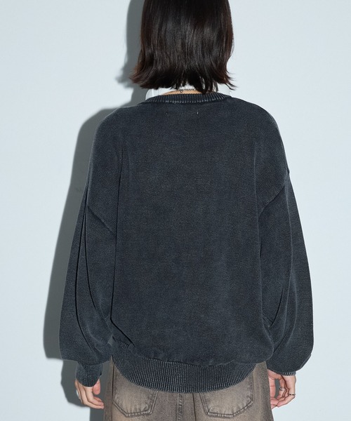 Anchor Smith（アンカー スミス）の「ヴィンテージ加工 スノーウォッシュ メタリックロゴクルーネックニット（ニット/セーター・レディース・グレイッシュベージュ/ブラック/ブラウン/チャコール/ワイン・L/M）」の10枚目の写真