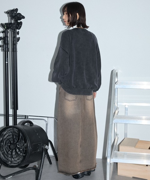 Anchor Smith（アンカー スミス）の「ヴィンテージ加工 スノーウォッシュ メタリックロゴクルーネックニット（ニット/セーター・レディース・グレイッシュベージュ/ブラック/ブラウン/チャコール/ワイン・L/M）」の14枚目の写真