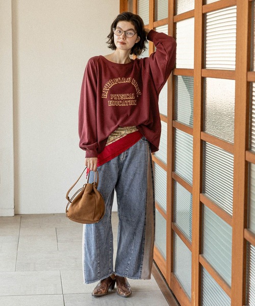 niko and...（ニコアンド）の「ボートネックカレッジプルオーバー（スウェット・レディース・ボルドー/ネイビー/ナチュラル・LARGE/MEDIUM）」の18枚目の写真