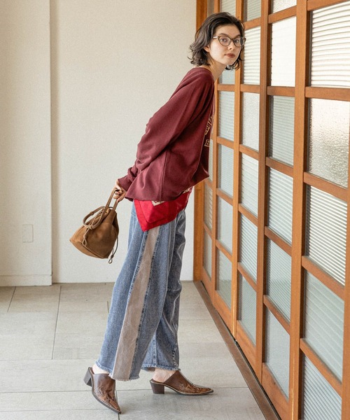 niko and...（ニコアンド）の「ボートネックカレッジプルオーバー（スウェット・レディース・ボルドー/ネイビー/ナチュラル・LARGE/MEDIUM）」の19枚目の写真