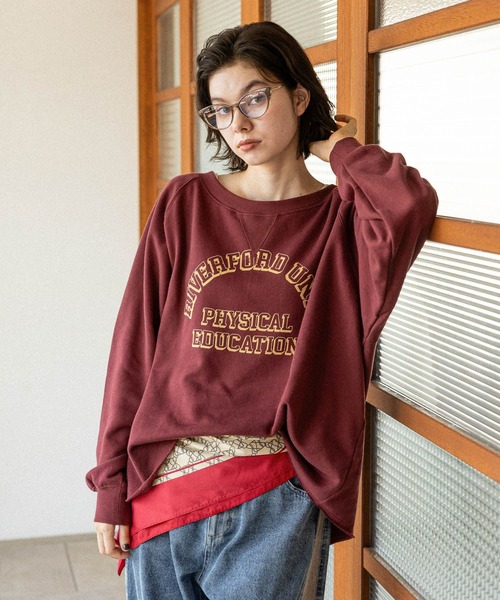 niko and...（ニコアンド）の「ボートネックカレッジプルオーバー（スウェット・レディース・ボルドー/ネイビー/ナチュラル・LARGE/MEDIUM）」の20枚目の写真