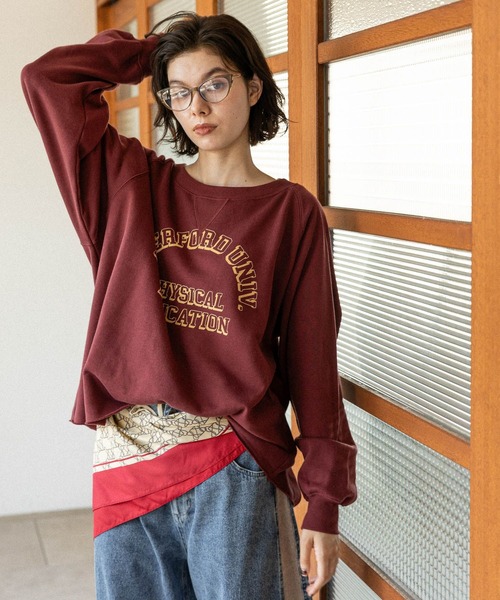 niko and...（ニコアンド）の「ボートネックカレッジプルオーバー（スウェット・レディース・ボルドー/ネイビー/ナチュラル・LARGE/MEDIUM）」の21枚目の写真