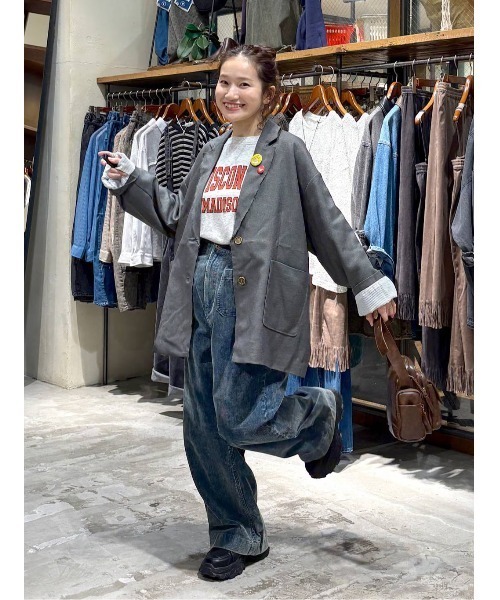 niko and...（ニコアンド）の「ボートネックカレッジプルオーバー（スウェット・レディース・ボルドー/ネイビー/ナチュラル・LARGE/MEDIUM）」の4枚目の写真